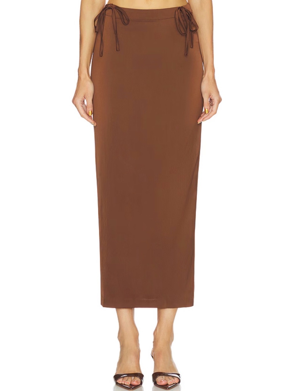 NWT Free People Rosetto Column Maxi Skirt Chocolate Brown Size 8
